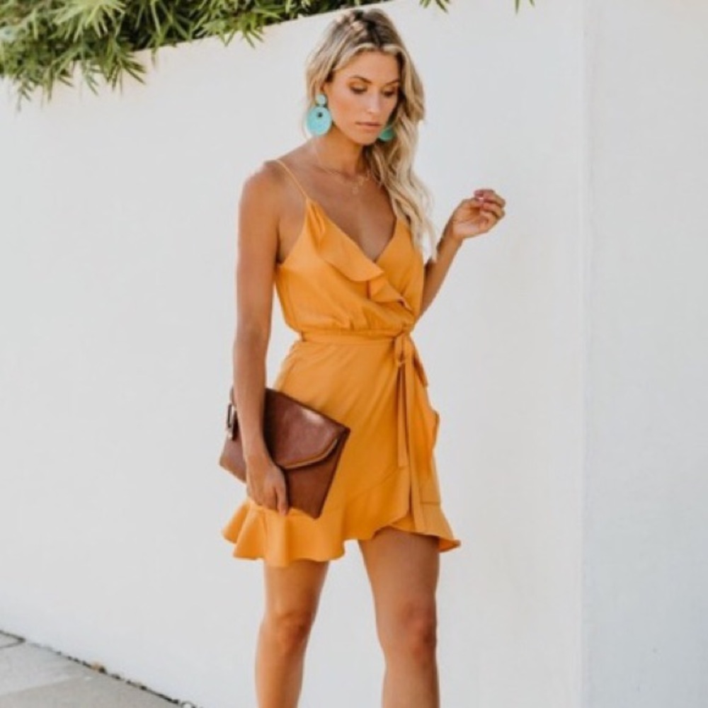 Vici Dolls Yellow/mustard Wrap Dress